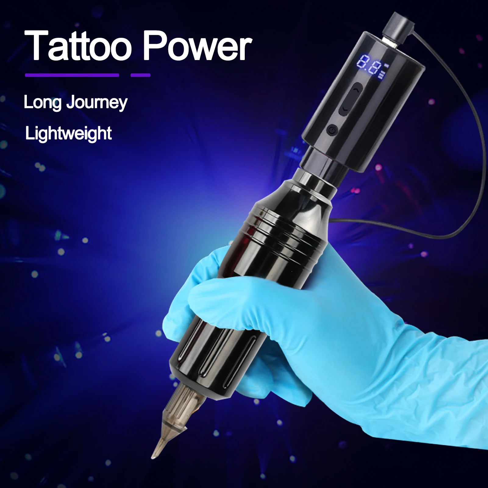 Einstellbare Wireless-Tattoo Netzteil Mit Ring Schalter Für Tattoo Maschine LED Tragbare Batterie RCA 1450mHa Rollenmaschinenlinie Typc Make-Up Versorgung