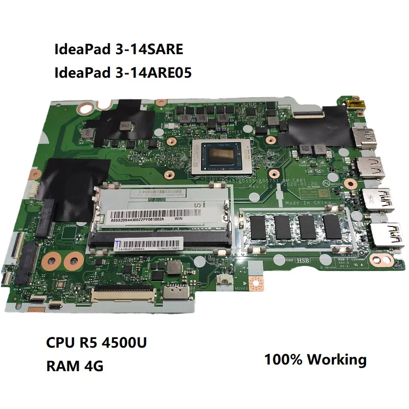 For Lenovo IdeaPad 3-14ARE05 IdeaPad 3-14SARE 2020 GS451 GS551 GS751 NM-C861 Laptop Motherboard R5 4500U 4G RAM 100%Working