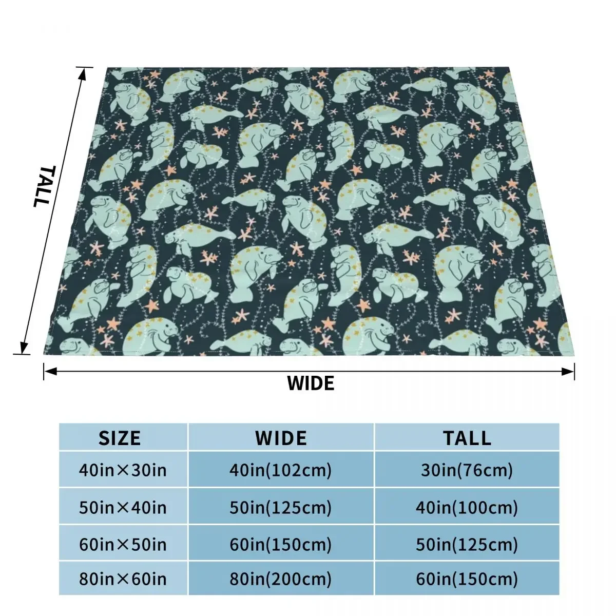 Oh the Hue-Manatee: Teal Throw Blanket Bed linens Hairys Blankets