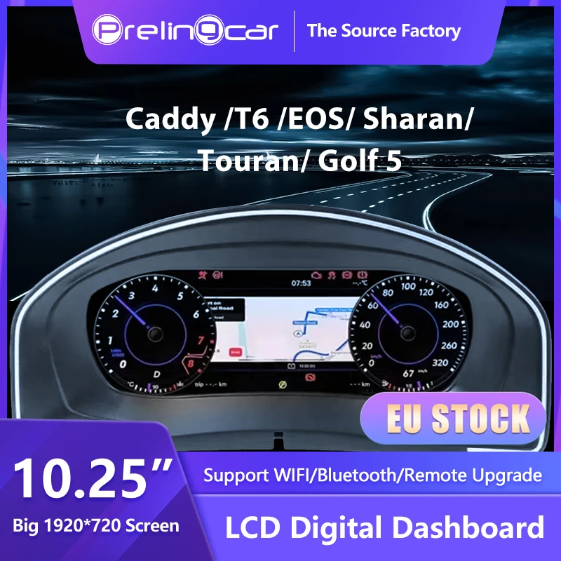 Wowuseful 10.25 Lcd Digital Dashboard Cluster For VW Variant Caddy Touran T6 EOS Sharan Golf 5 Virtual Instrument Paneel Cockpit