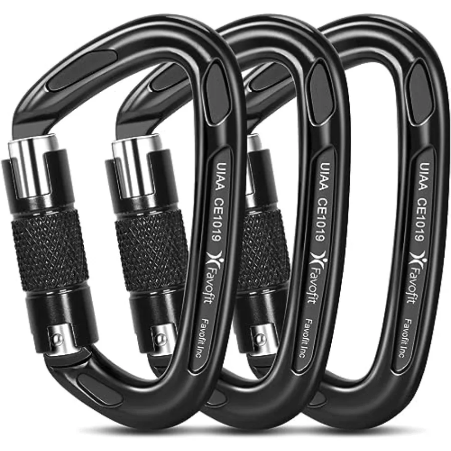 

UIAA Certified 25kN-42kN Climbing Carabiners - Heavy Duty Locking Carabiner Clips with Twist or Screw Lock - Profional Rock Cli