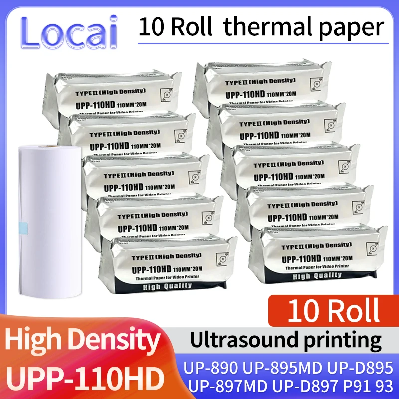 10roll Compatible UPP-110HD Ultrasound printing paper high-density thermal paper For Sony UP-890 UP-895MD UP-D895 UP-897MD D897