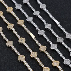Hip Hop Jewelry Fine Chain Tennis Chain Necklace for Women Girls 18K Gold Plated CZ Diamond Tennis Necklace