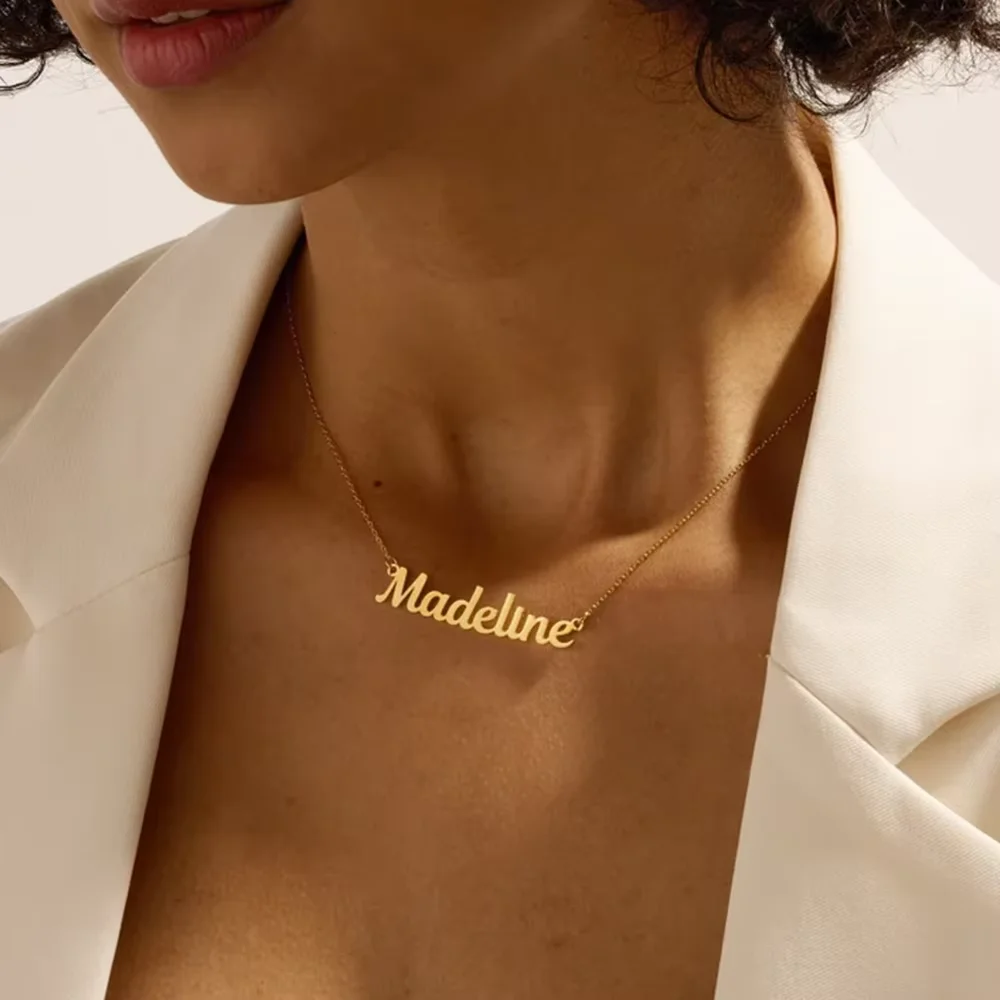 Personalized Customized Name Necklace, Personalized Stainless Steel Minimalist Pendant, Collarbone Chain, Valentine's Day Gift - Detail 1