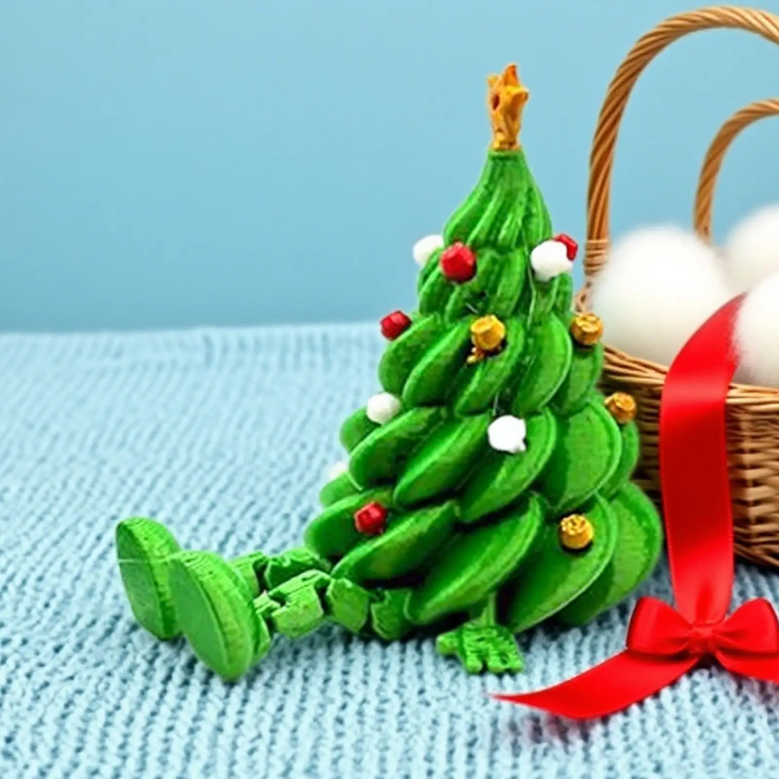 3D Printed Tabletop Christmas Tree Decor Articulated Figurines Movable Legs Miniature Desktop Ornaments for Festive Decoration