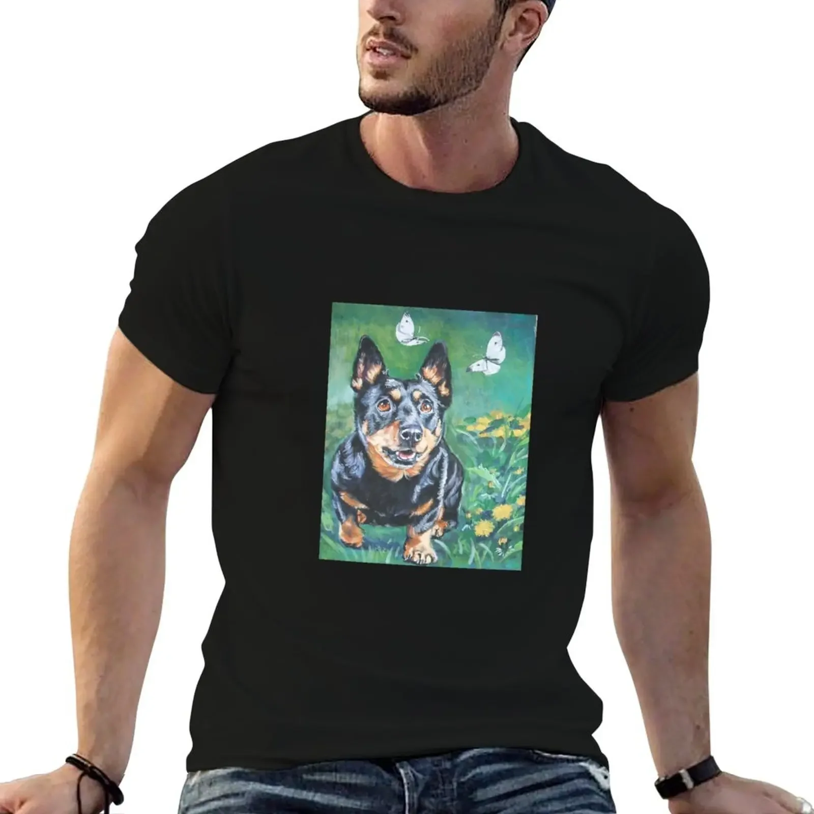 

Lancashire Heeler Fine Art Painting T-Shirt vintage clothes blanks T-shirts man Men's t shirts