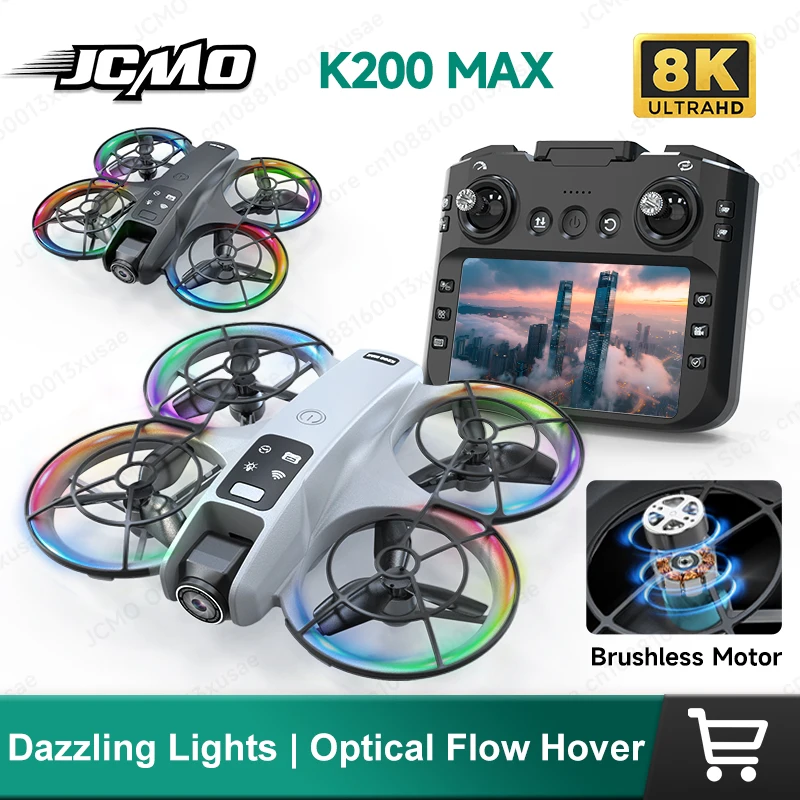 

K200 MAX 8K 4K HD Камера Дрон ЖК-экран Дистанционная передача FPV Ослепительный свет Оптический поток Hover Легкая игрушка Квадрокоптер