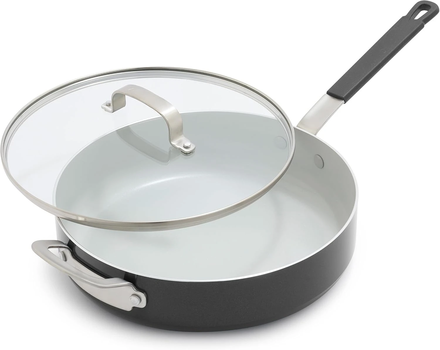 4.5QT Ceramic Nonstick Sauté Pan with Lid, Graphite