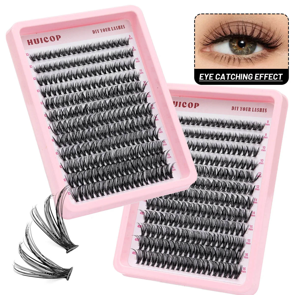 40D Clusters False Eyeashes 240pcs DIY Eyelash Extension Volume Individual Wispy Fluffy Lash Clusters Lash Extension for Makeup