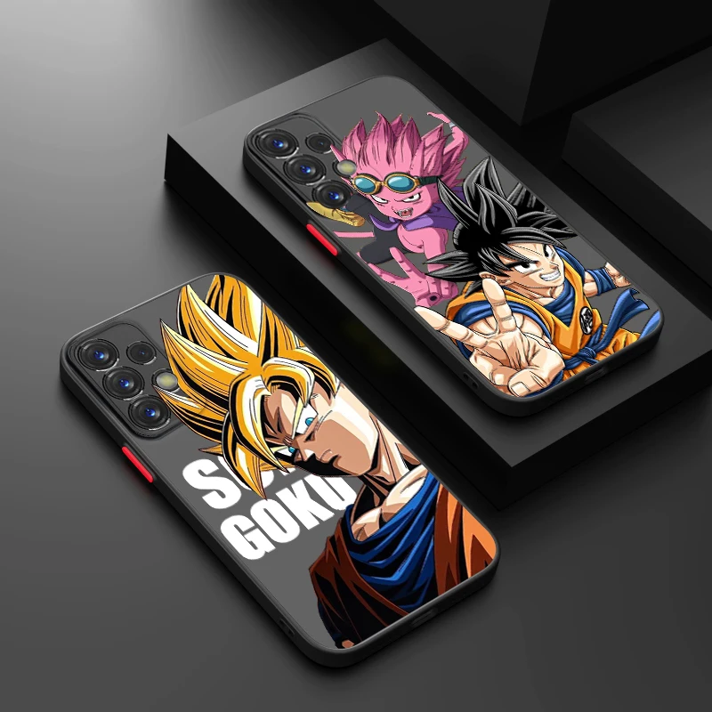 D-Dragon Ball Goku Phone Case For Samsung S23 S22 S21 S20 FE S10 S9 S8 Plus Ultra Pro 5G Frosted Translucent Matter Cover