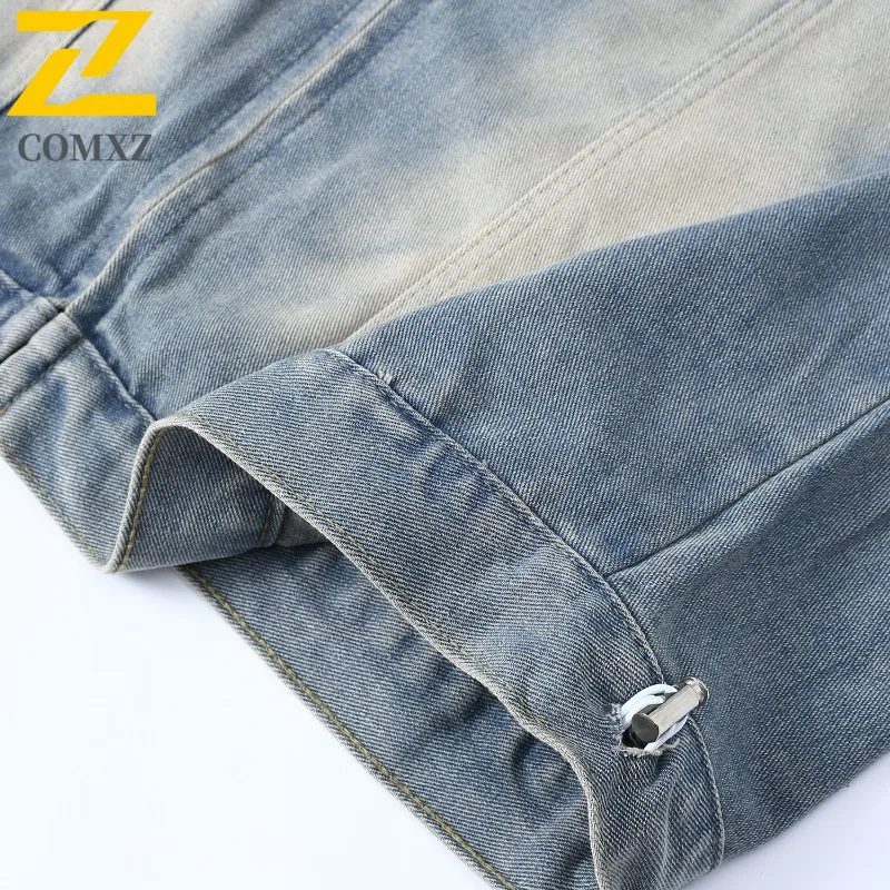 COMXZ American Style Denim Vest  All seasons  Water-Resistant Windproof Streetwear Outdoor Camping Fishing washable Work Jacket