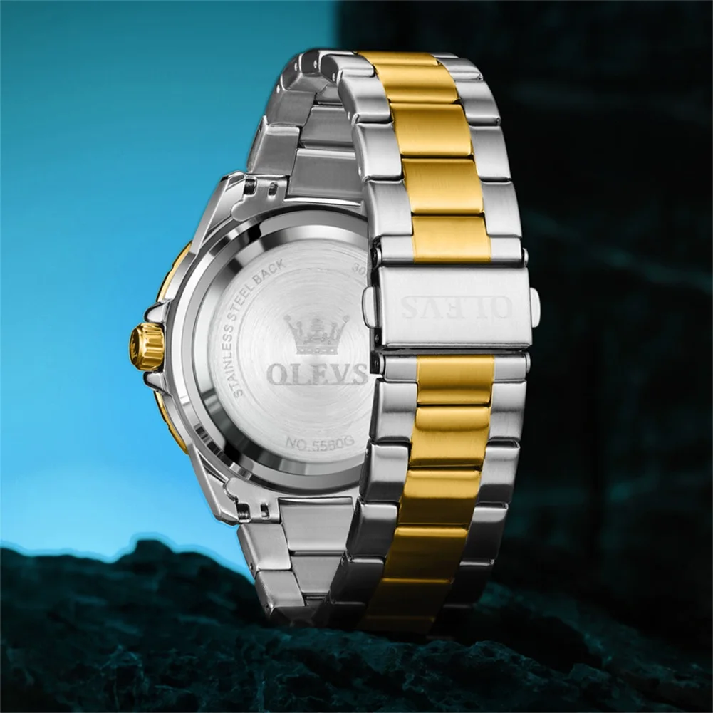 2024 New OLEVS Luxury Stainless Steel Business Quartz Watch Men Military Waterproof Luminous Watch Relogio Masculino