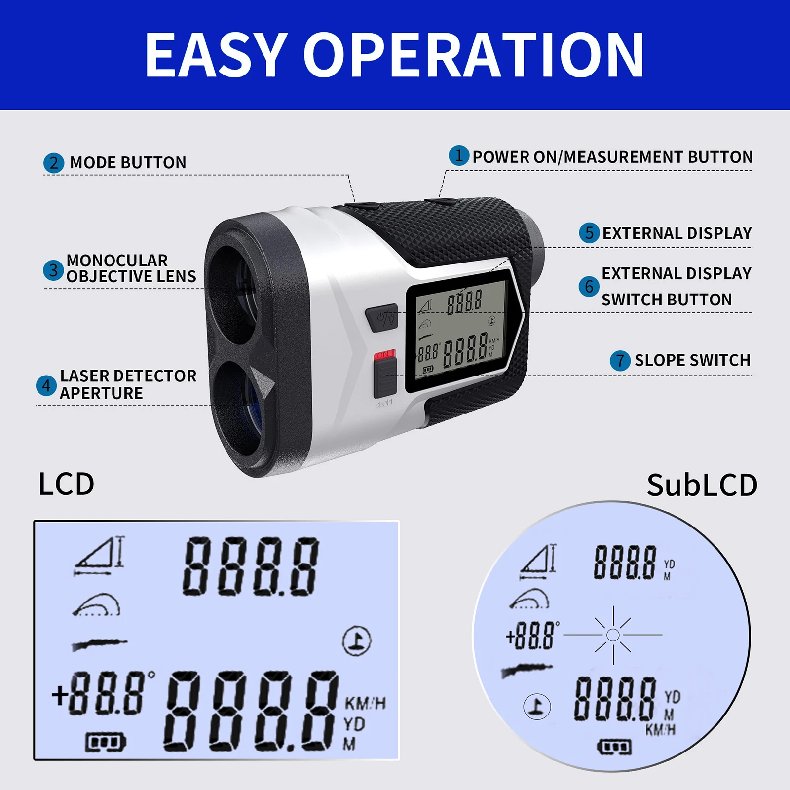 Vibration Golf Rangefinder Hunting Range Finder Professional Handheld Digital Distance Meter Range Finder Hunting