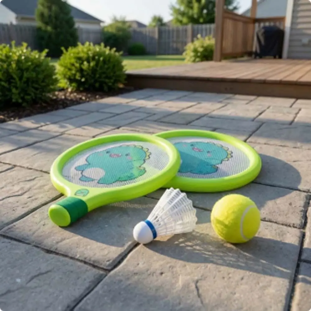 Comfortable Handle Badminton Tennis Set Anti-slip Portable Plastic Rackets with Ball Lightweight Tennis Balls