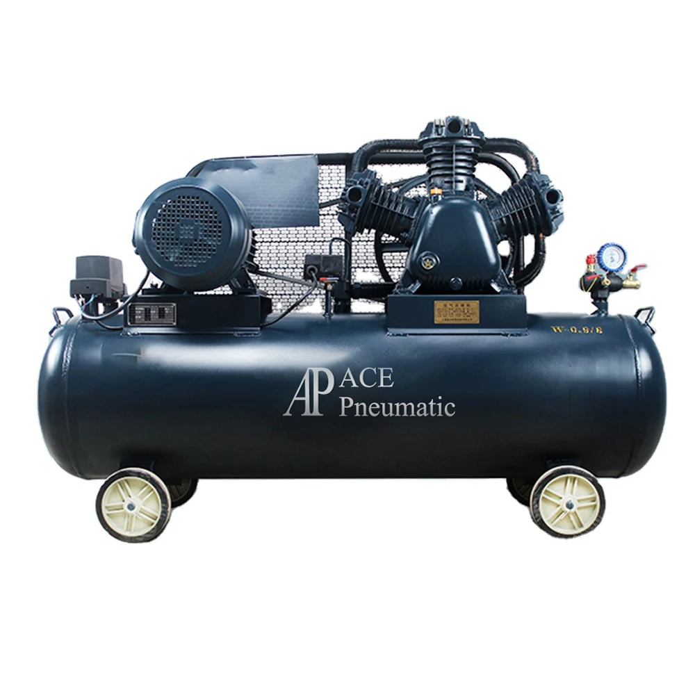 Factory Sells 380v90l Belt Drive Refrigerated Oil Lubricated Compressor 0.75kw 1hp 8Bar Industrial Belt Drive Air Compressor