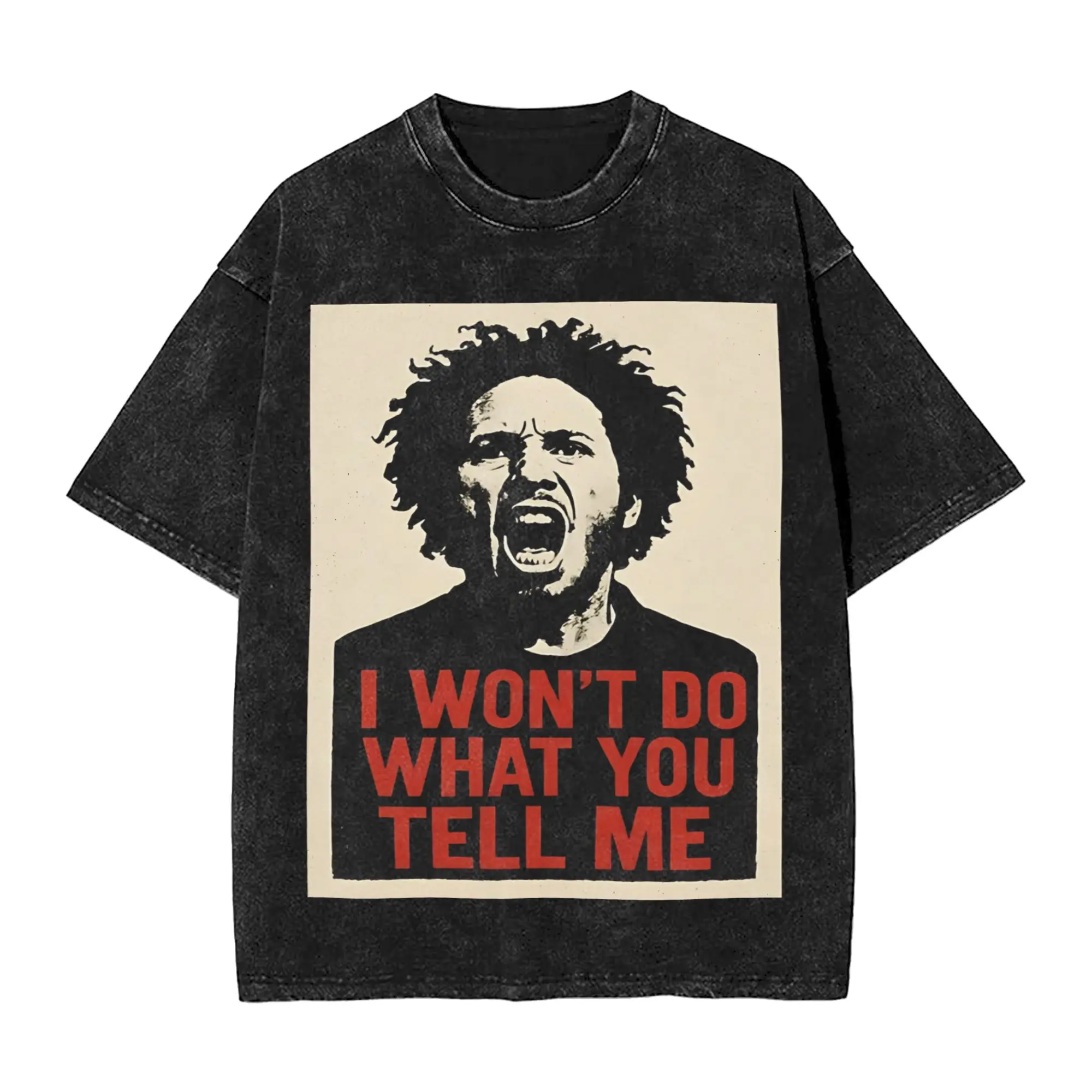 Rage Against Machine  Washed T-Shirt Man  Y2K Retro Casual T Shirts Summer O-Neck Fashion Tee Shirt Design Oversize Clothing