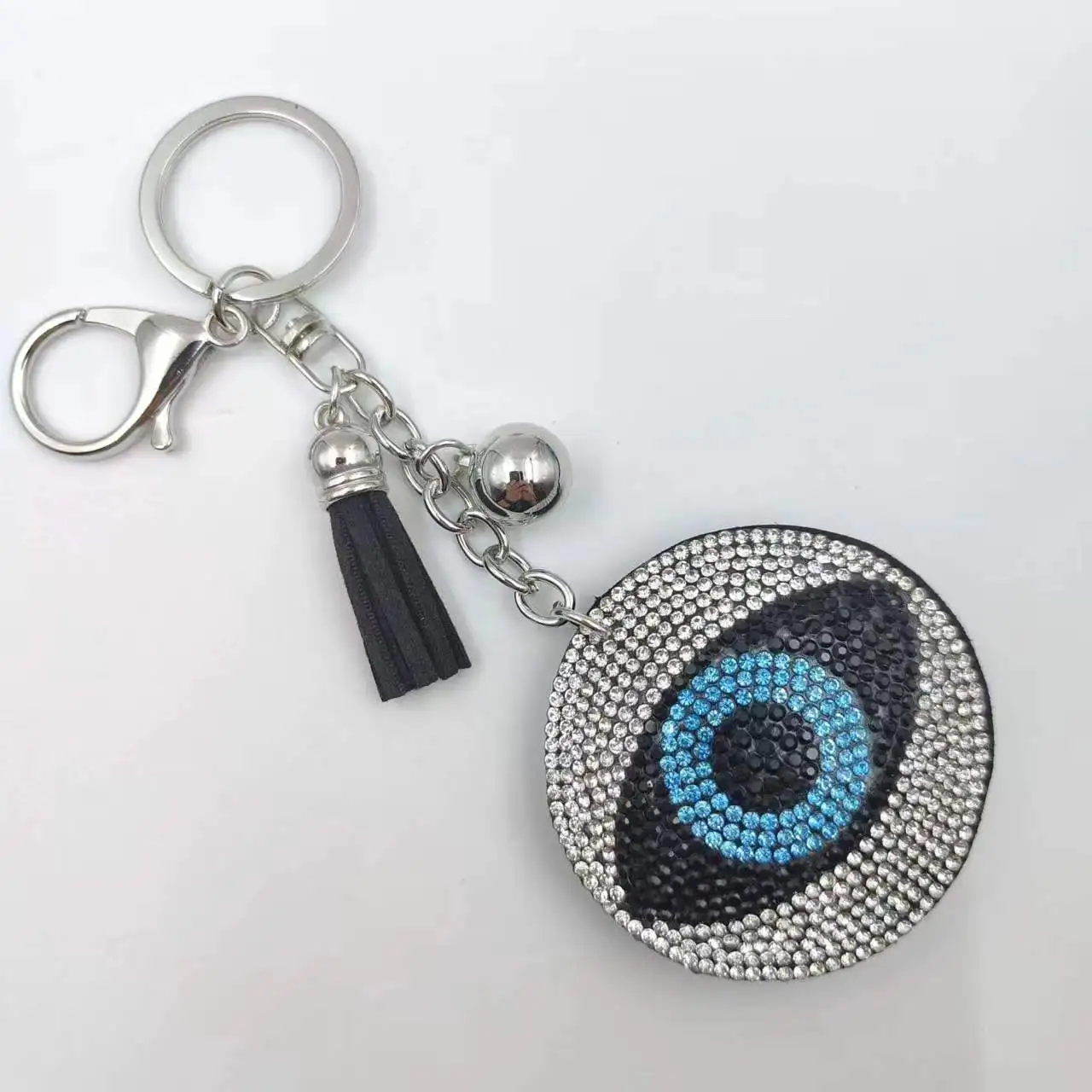 Blue Eye Shape Crystal Pandent Velvet Rhinestone Keychain  For Women Bag Gift With Aolly Key Ring Jewelrt Accessories - view 6