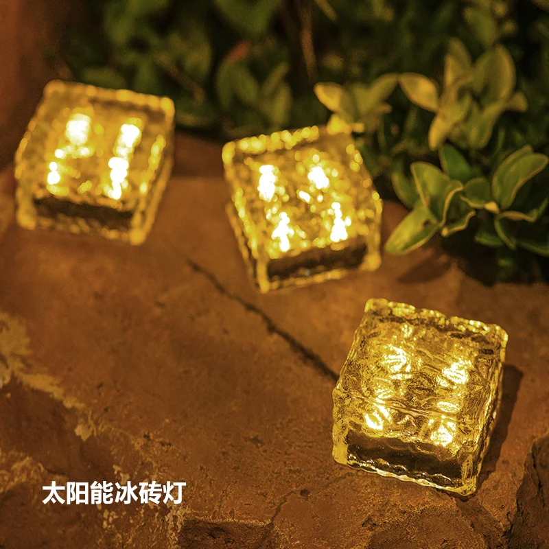 Solar outdoor courtyard sub-lamps, balcony arranged ice brick lamps, buried lights