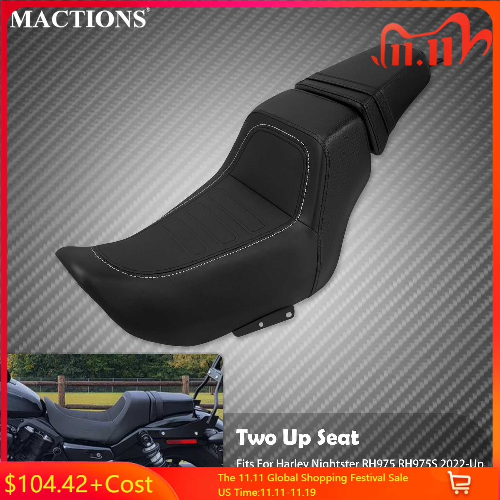 

Мотоциклетное сиденье для пассажира с двумя водителями, седло для Harley Nightster RH975 2022-2024, Nightster Special RH975S 23-24