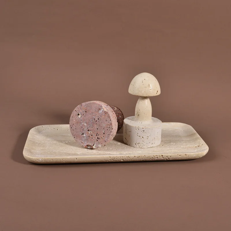 Wabi Sand Wind Beige Travertine Candy Fruit Storage Tray Hotel Living Room Creative Induction Tray Home Storage Tray