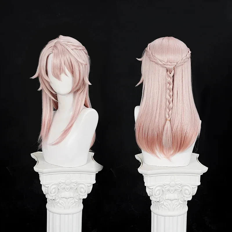 CyGame Honkai Star Rail Jiaoqiu Cosplay Wig Ear Pink Gradient Wig Jiao Qiu Cosplay Halloween Party for Women Men Props Accessory