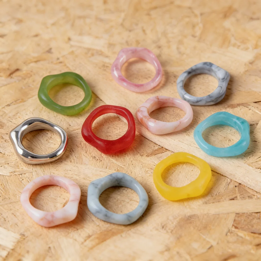 20/30/50/Pcs/Lot Trendy Colorful Geometric Irregular Acrylic Resin Rings For Women Charm Jewelry Accessories Mix Style Random