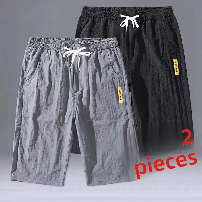 

Men's Summer Thin Casual ort Pants Ice Silk Beachwear Six Points Loose Sports Ice Silk Beach orts Youth Faion Low Waist