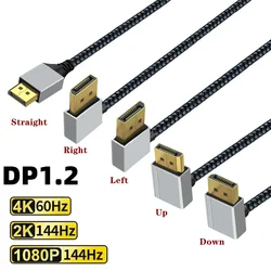 90 Degree DP Up Down Left Right Angle DisplayPort 1.2 Cable 4K Video Audio Cord 1m3m for Laptop PC Xbox Series Monitor Projector