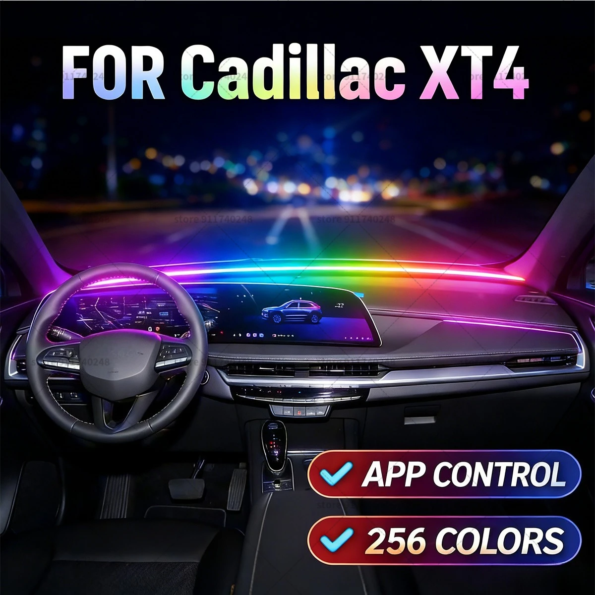 

For Cadillac XT4 Automotive decoration light strip, colorful acrylic front windshield soundproofing strip, ambience light
