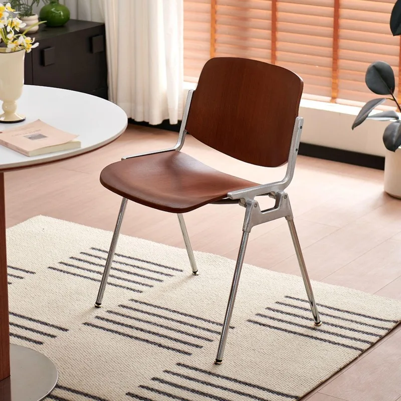 Pre-owned dining chairs Nordic home solid wood simple backrest chairs designer wrought iron restaurant vintage café chairs