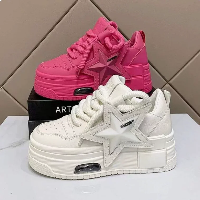 Women Sneakers Platform Casual Sports Shoes Personalized Star Design Vulcanized Shoes Outdoor Running Walking Shoe Female 35-41