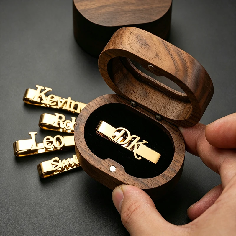 Custom Name Initials Stainless Steel Men's Tie Clip Personalized Wedding Souvenirs Groomsmen Wedding Gift Custom Goodies Tie Bar