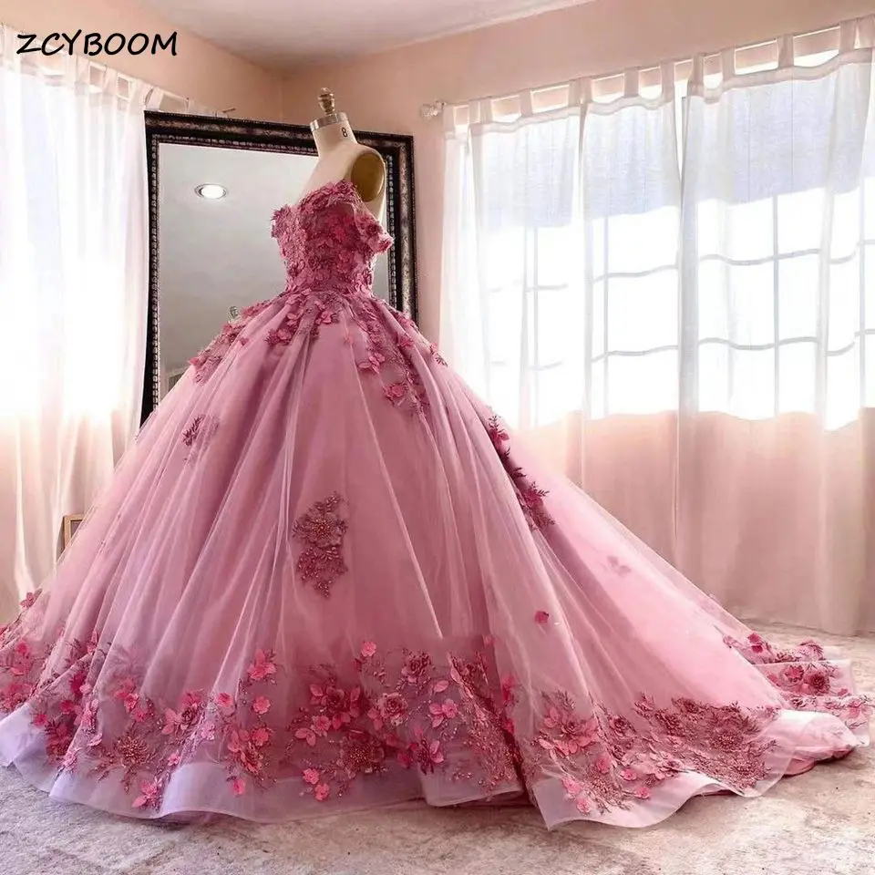 Maßgeschneiderte Quinceanera-Kleider, Blumen, Applikationen, Perlenstickerei, Pailletten, Schatz-Ballkleider, Prinzessin, Abschlussfeier, Vestidos de 15 Años