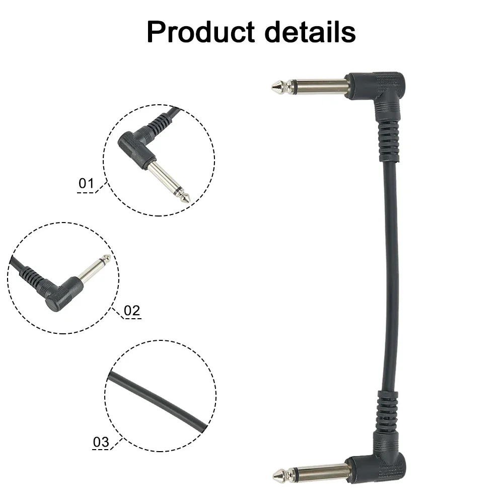 Câble de raccordement plat pour pédale anti-bruit JEEffects, connecteurs à angle droit, accessoire de jeu, 24 AWG, 6 pouces, 15 cm, 1/4 pouces