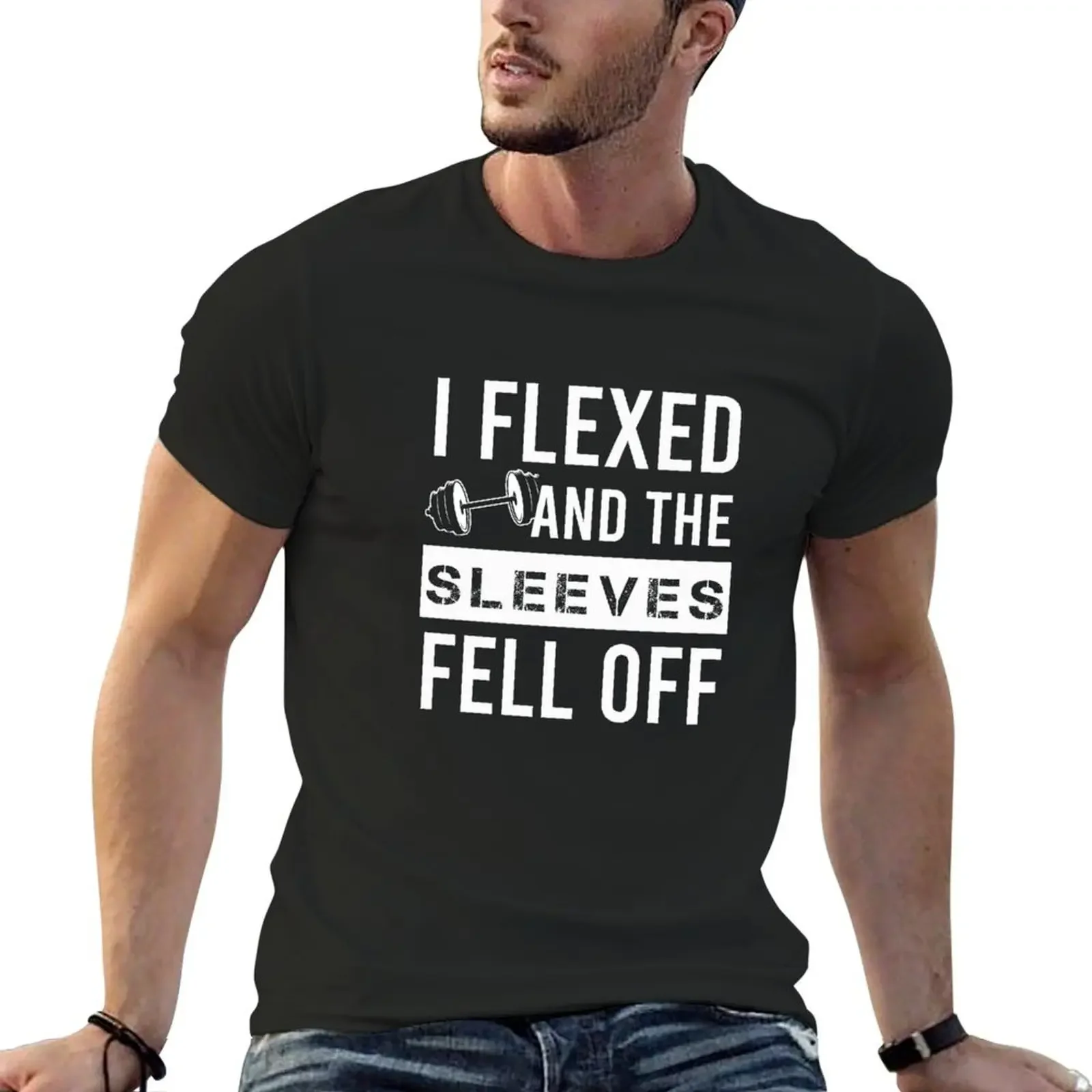 I Flexed and The Sleeves Fell Off T-Shirt Aesthetic clothing cheap stuff anime figures graphics t shirt men 100℅ cotton