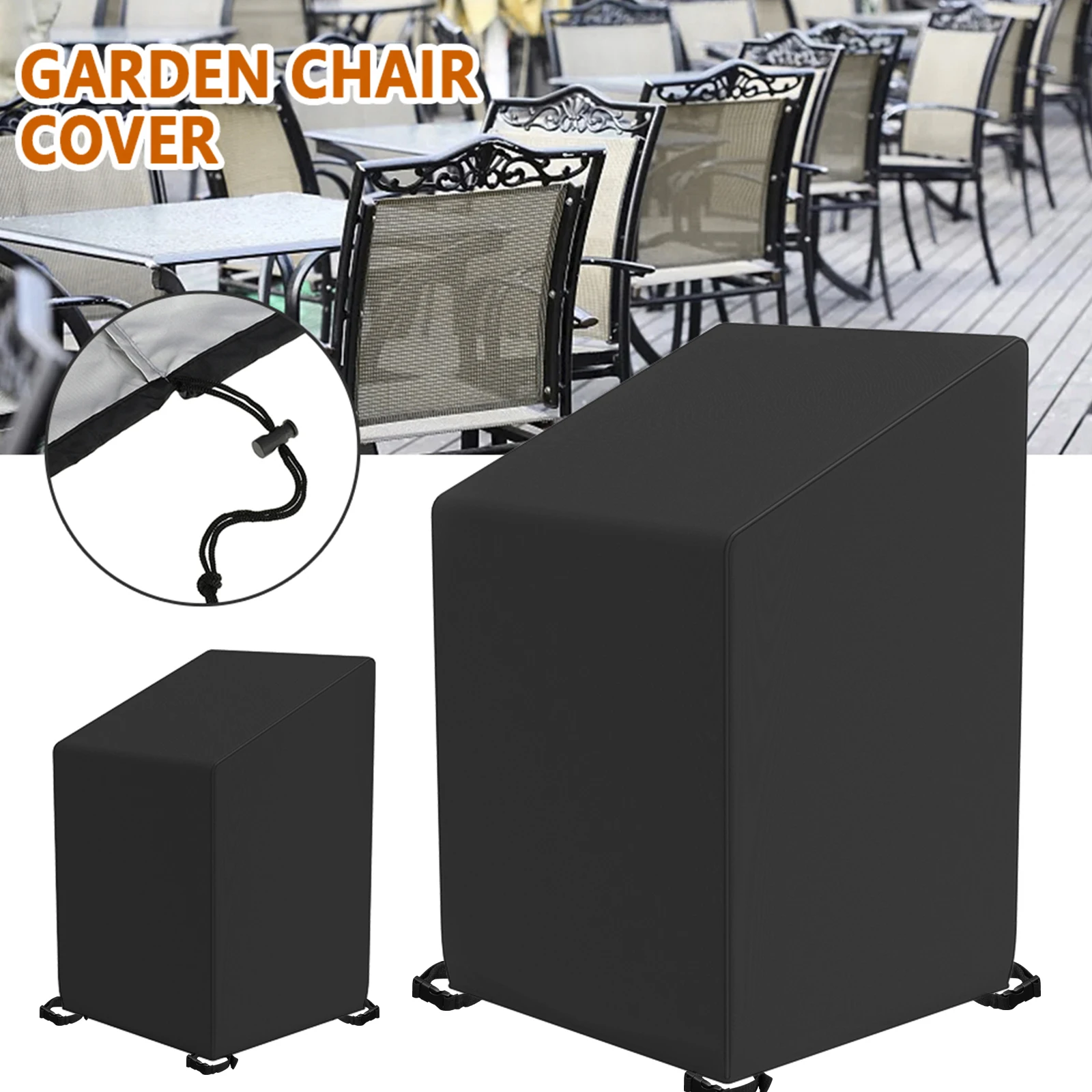 Stacked Chair Dust Cover 210D Oxford Cloth Waterproof Garden Chair Cover with Storage Bag Furniture Protector Cover for Outdoor