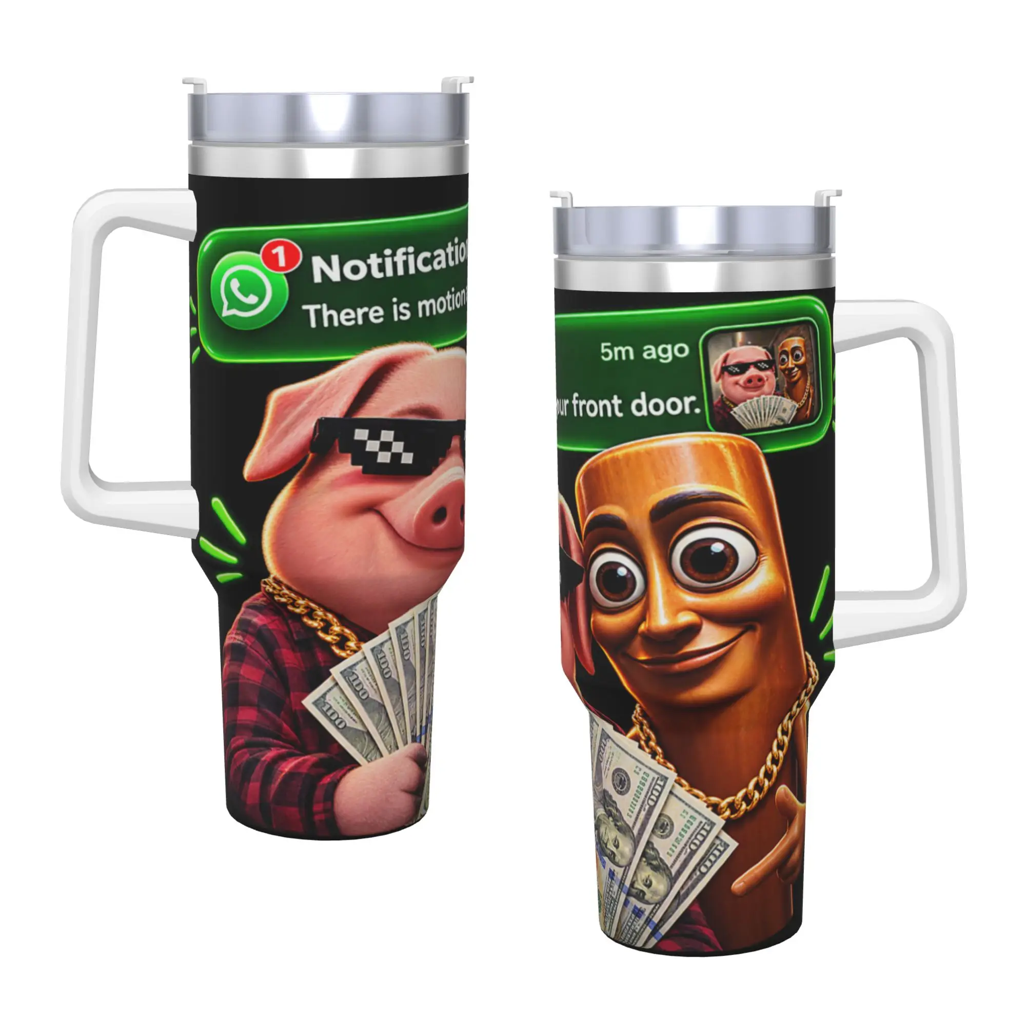 Stainless Steel Tumbler There is Motion at Your Front Door John Pork Tung Tung Sahur Coffee Mug  Keep Heat Cold and Hot Car Mugs