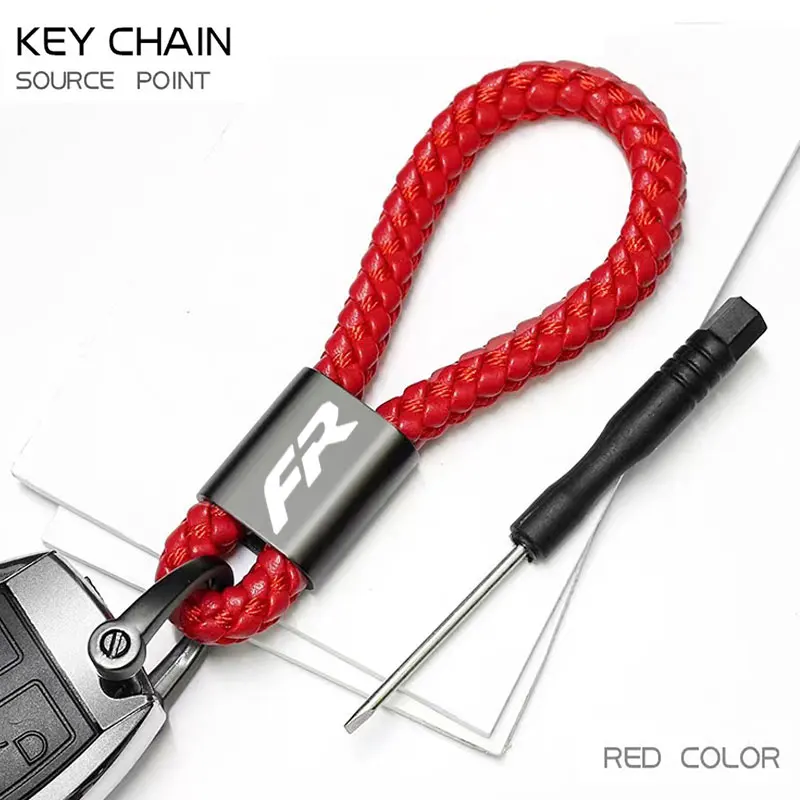 For Seat FR leon mk3 mk2 5f lbiza Altea High Quality Car Accessories Custom LOGO Braided Rope Keyring Metal Keychain