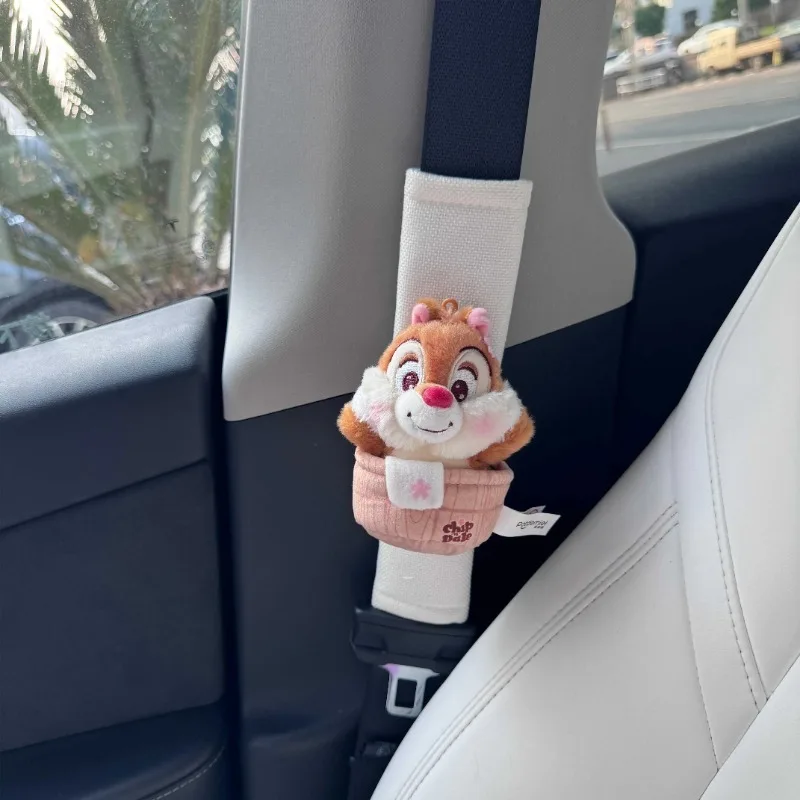 Anime Cartoon Disney Chip \'n\' Dale Plush Doll Car Seat Belt Cover Kawaii Wear Resistant Anti Slip Sleeve Interior Accessories