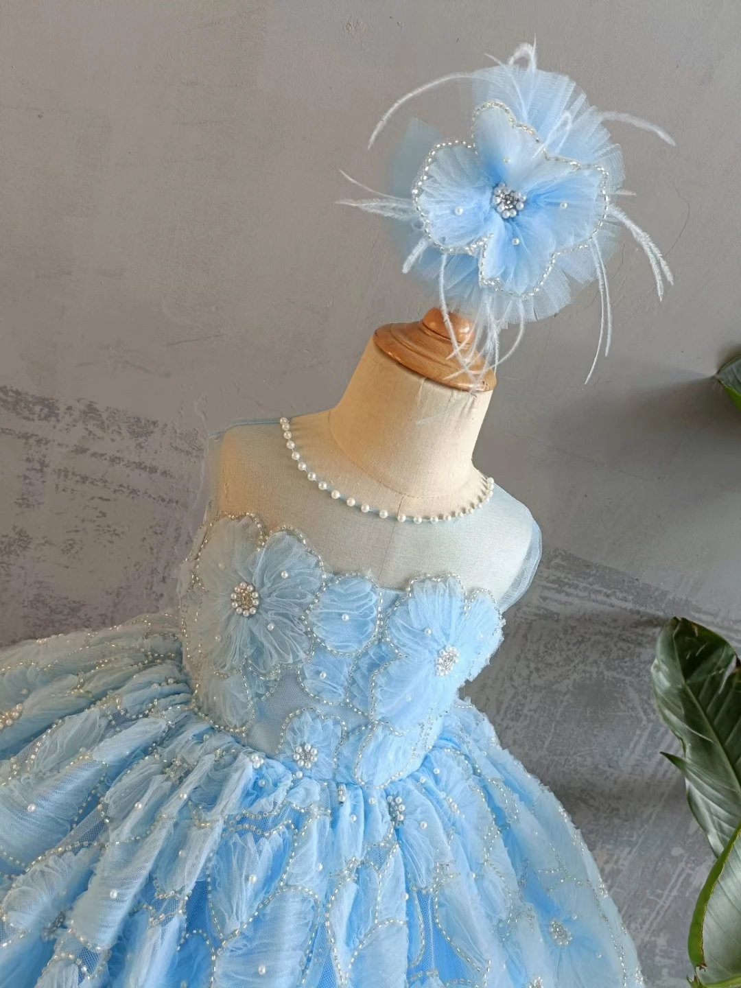 Robes de demoiselle d'honneur en dentelle perlée, bleu ciel, image réelle, scoop fibre, fête de mariage, quoi que ce soit