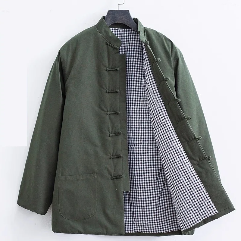 Men's Jacket Pure Cotton Customized Stand Up Collar Winter Tang Button Coat Retro Chinese Style