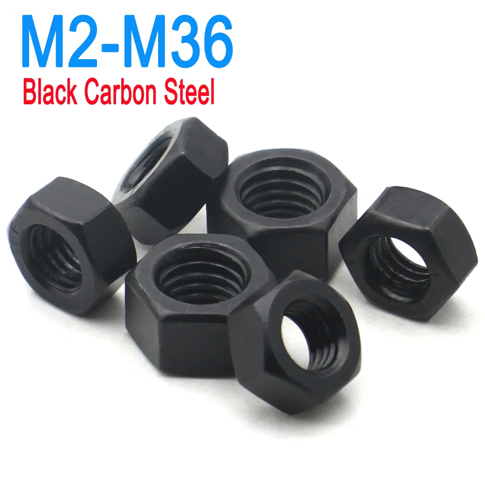 M2-M24 High Strength 8.8 Grade Carbon Steel Hexagonal Nut Black Finish Coarse Thread Machinery Connection Lock Nuts