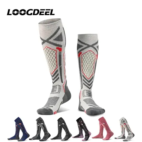 Loogdeel Merino Wool Ski Socks Long Socks Professional Thickened Warm Terry Sole Anti-slip Compression Sports Snow Socks