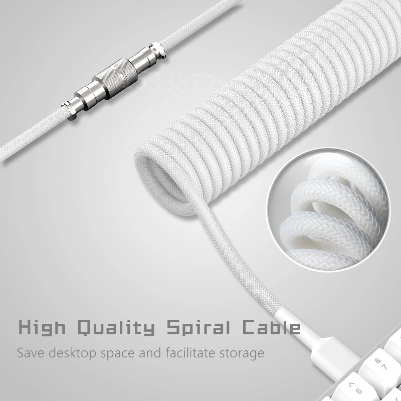 Type C Mechanical Keyboard Coiled Cable Wire USB Port Aviator Coiling Cable Desktop Computer Gaming Keyboard Accessories