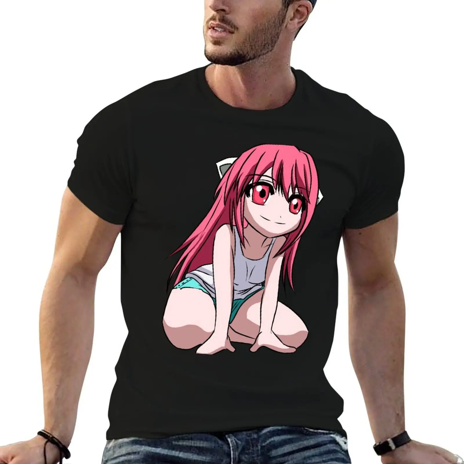 Elfen Lied - Camiseta Nyu de manga corta con diseño sencillo e informal