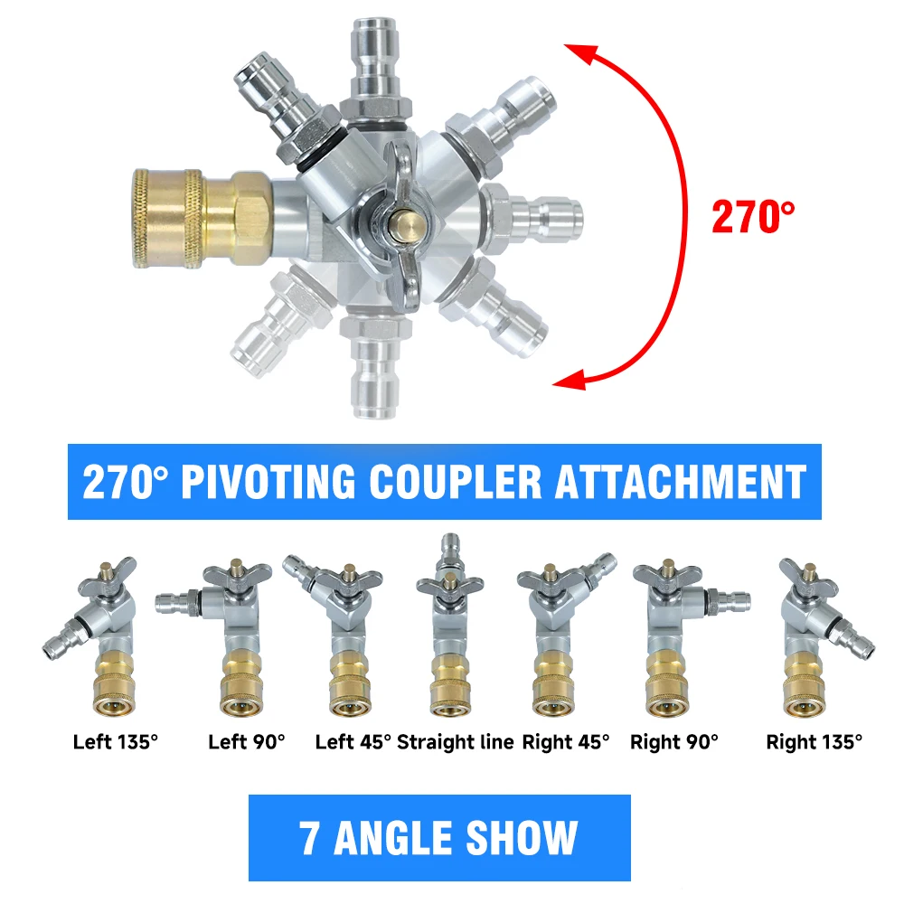 For M22-id14mm 1/4" universal quick-plug interface Karcher car wash high-pressure water gun extension rod 270° rotating nozzle