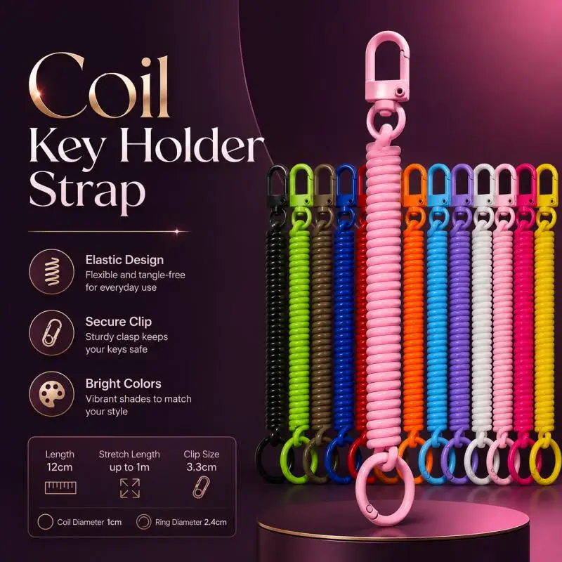 10~50pcs Spirals Retractable Springs Keychain, Anti-loss Safety Key Rings with Metal Clasp, Prevents Theft and Losing Keys