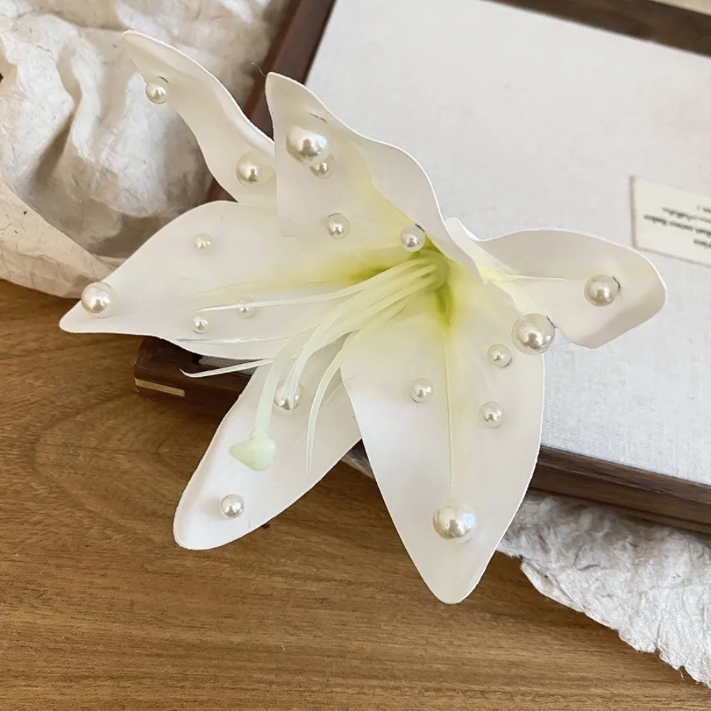 Sweet Water-Sprinkling Festival Hair Clip Fresh Vintage Egg Flower Duckbill Clip Fabric Artificial Pearl Floral Headwear