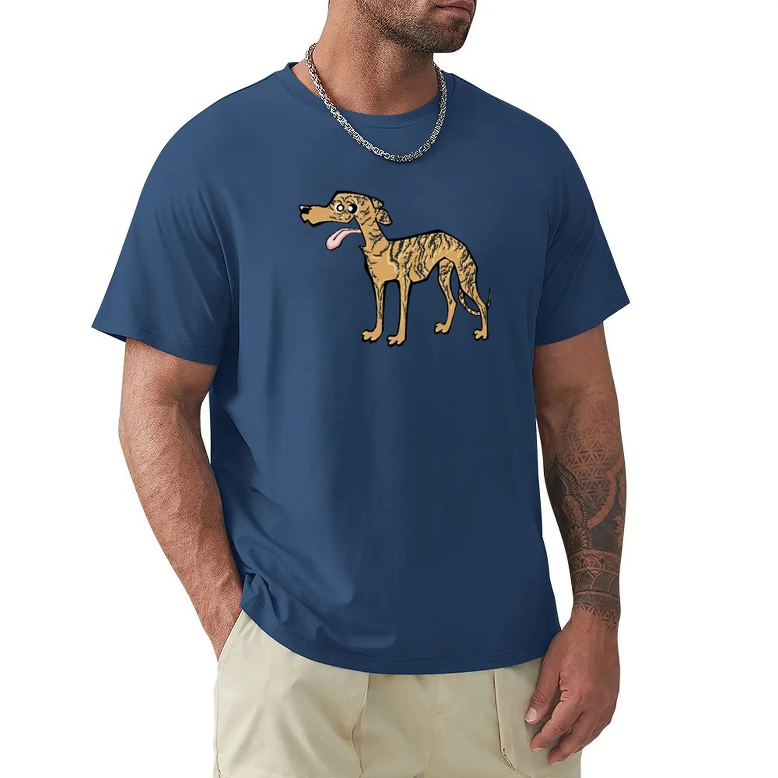 Whippet - Tan Brindle (Full Body) YELLOW BG T-shirt quick drying heavyweights t shirt men