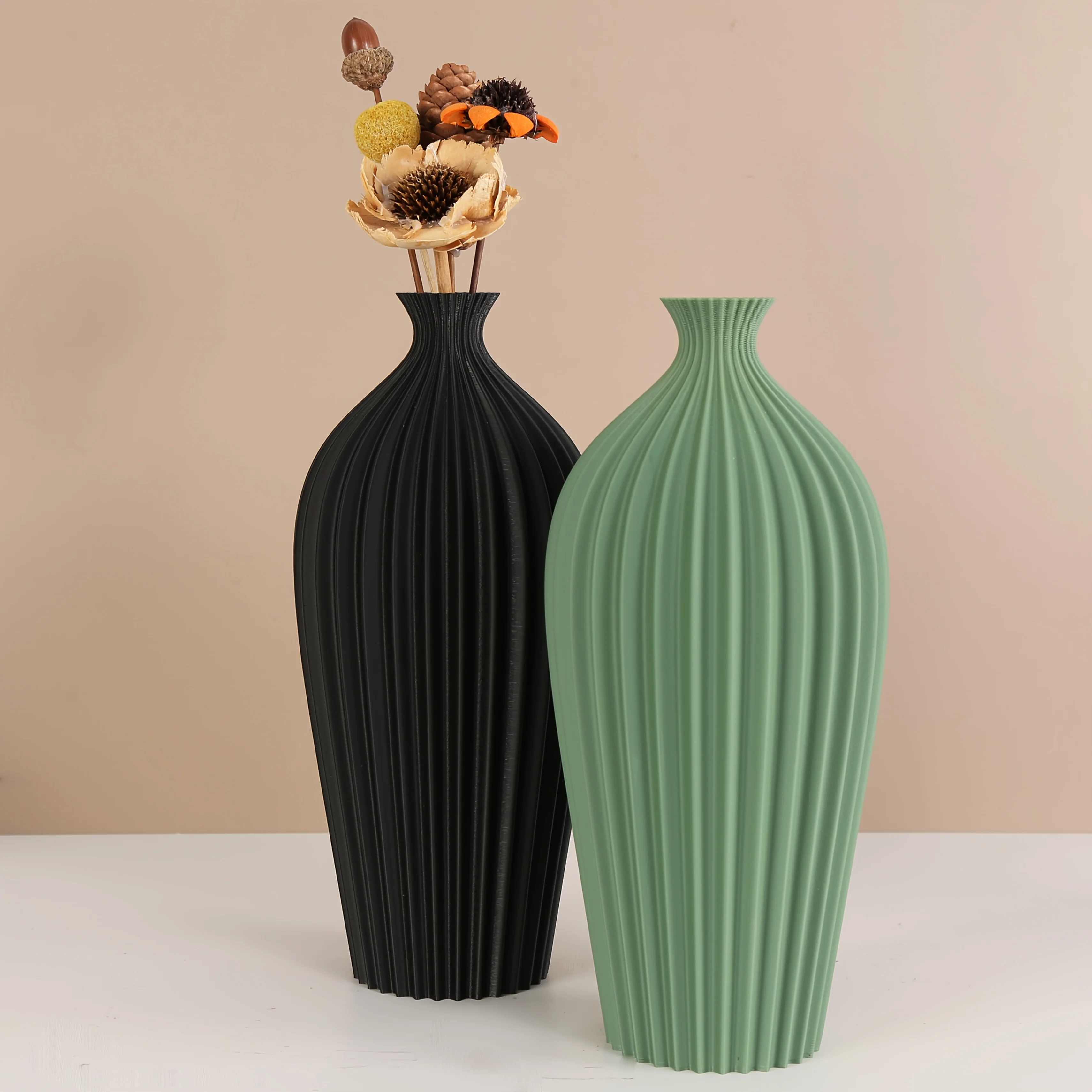 Cross - border Vertical Striped Art Vase Ornament, Modern Minimalist Home Decoration, Suitable for Dried Flower Arrangement Scen